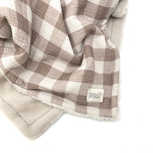 Manta polar XL Babyshower vichy caramel