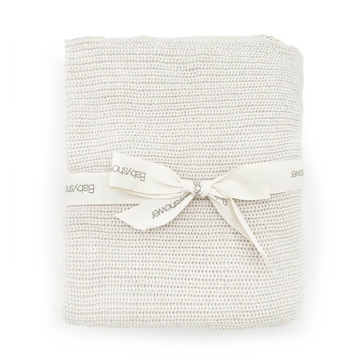 Manta TRICOT Babyshower canalé ivory powder