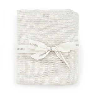 Manta TRICOT Babyshower canalé ivory powder
