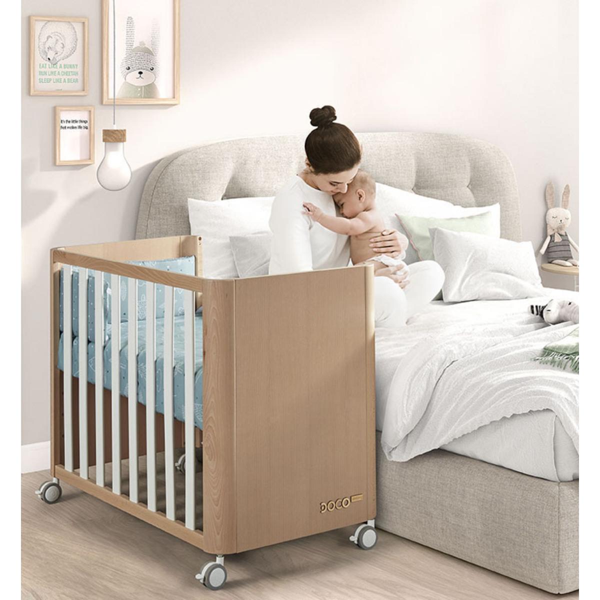 Minicuna colecho-colchón 50x90cm DOCO Sleeping Wood Cotinfant blanco-natural