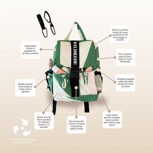 Mochila cambiador reciclada Wildride green graphic