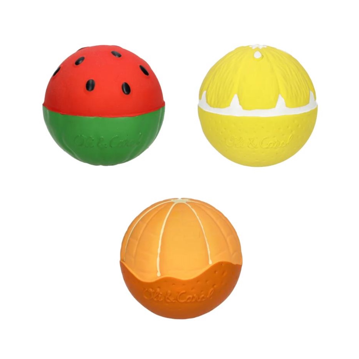 Mordedor pelota sensorial 3uds ENSALADA FRUTAS Oli and Carol