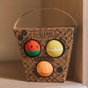 Mordedor pelota sensorial 3uds ENSALADA FRUTAS Oli and Carol