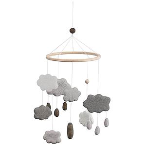 Móvil fieltro CLOUDS Sebra gris