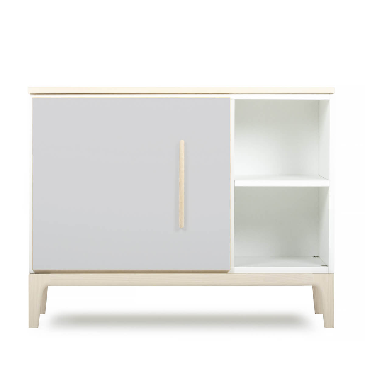 Mueble pequeño 1 puerta 2 huecos NADO Curve acabado fresno manhattan grey