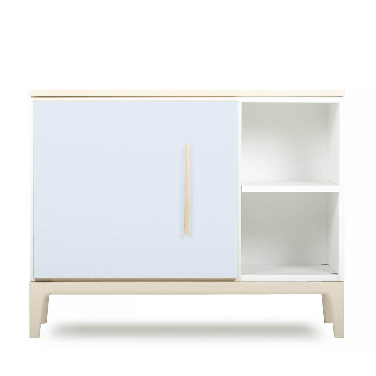 Mueble pequeño 1 puerta 2 huecos NADO Curve acabado fresno sky blue