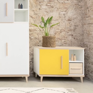 Mueble pequeño 1 puerta 2 huecos NADO Retro acabado fresno sky blue
