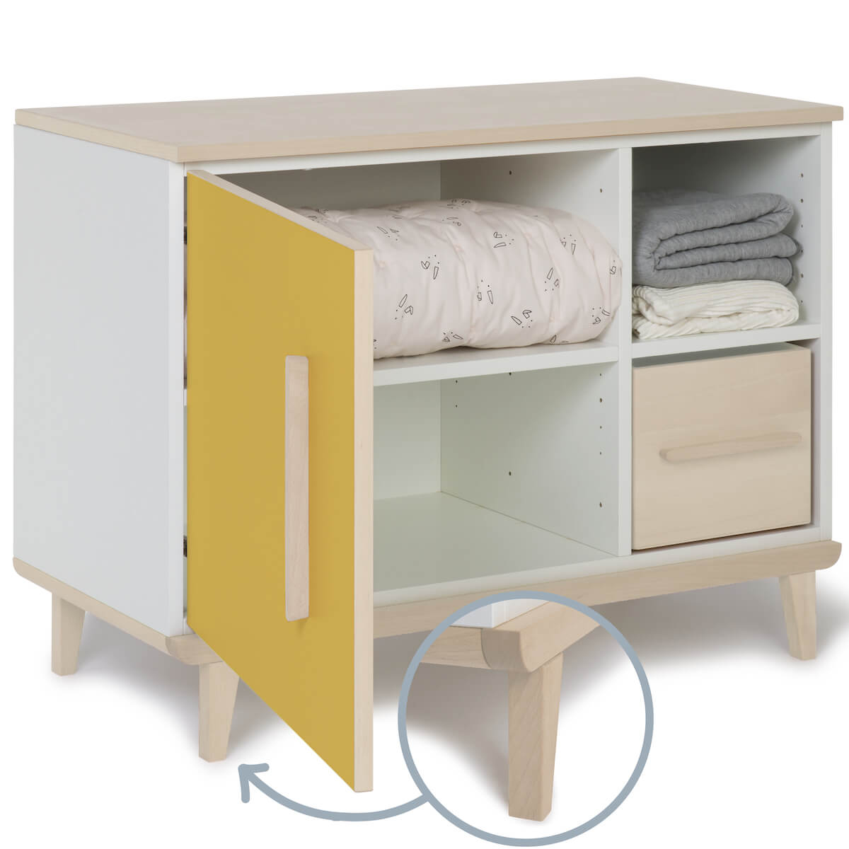 Mueble pequeño 1 puerta 2 huecos NADO Retro acabado fresno sunshine yellow