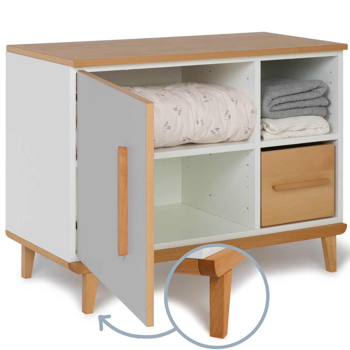 Mueble pequeño 1 puerta 2 huecos NADO Retro acabado haya manhattan grey