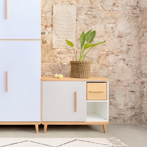 Mueble pequeño 1 puerta 2 huecos NADO Retro acabado haya mint