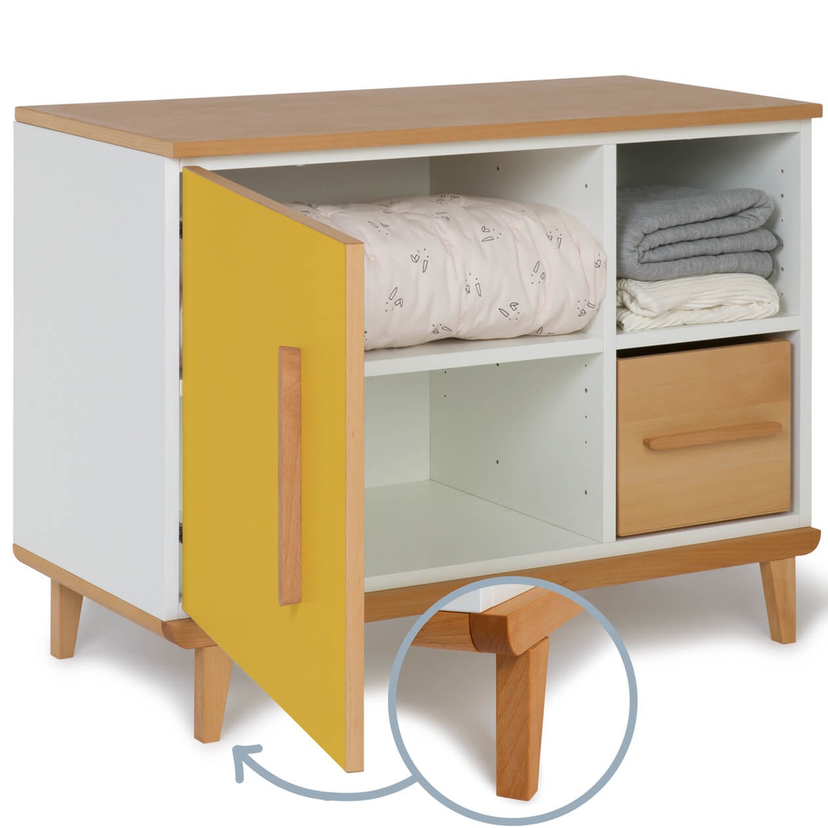 Mueble pequeño 1 puerta 2 huecos NADO Retro acabado haya sunshine yellow
