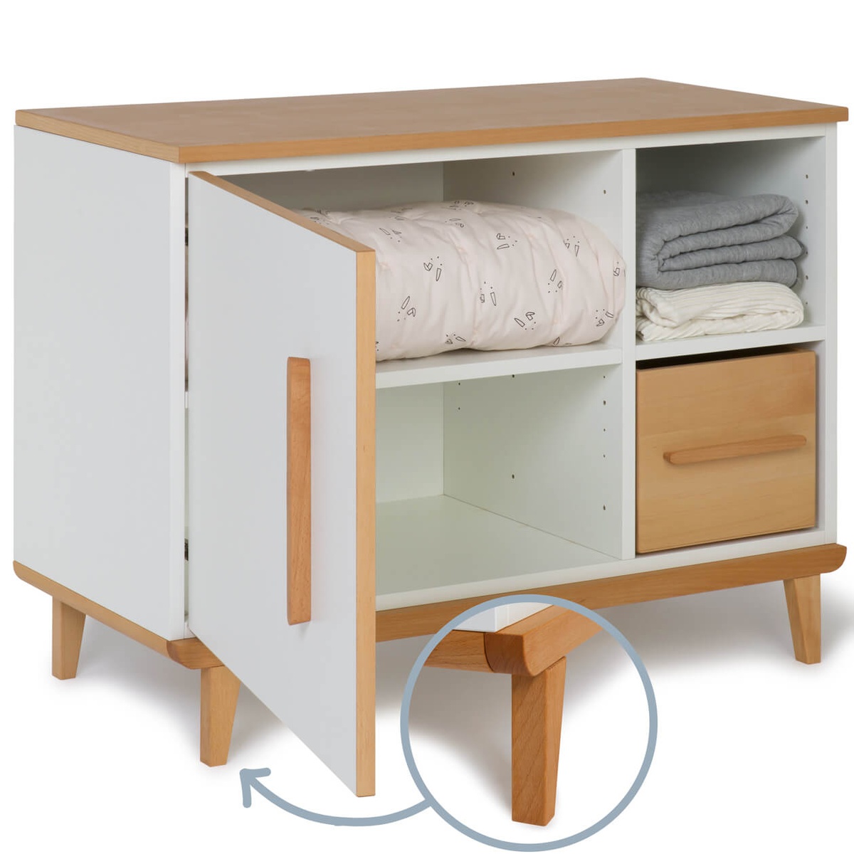 Mueble pequeño 1 puerta 2 huecos NADO Retro acabado haya white