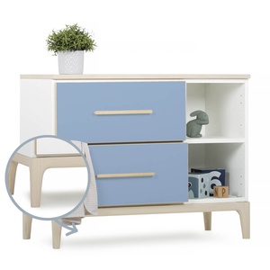 Mueble pequeño 2 cajones 2 huecos NADO Curve acabado fresno capri blue