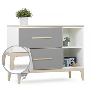 Mueble pequeño 2 cajones 2 huecos NADO Curve acabado fresno slate grey
