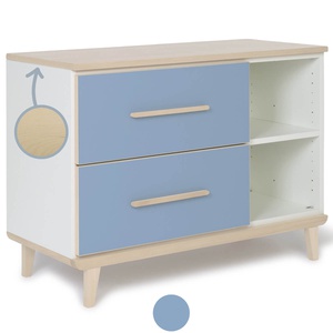 Mueble pequeño 2 cajones 2 huecos NADO Retro acabado fresno capri blue