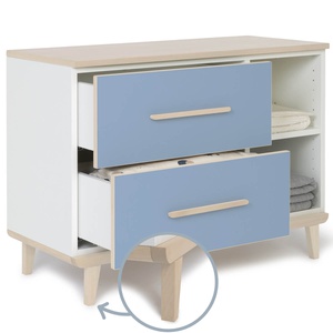 Mueble pequeño 2 cajones 2 huecos NADO Retro acabado fresno capri blue