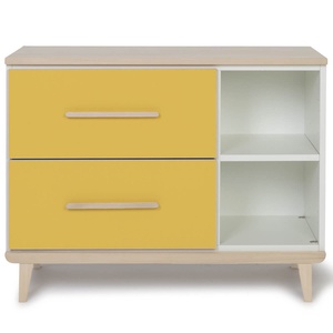 Mueble pequeño 2 cajones 2 huecos NADO Retro acabado fresno sunshine yellow