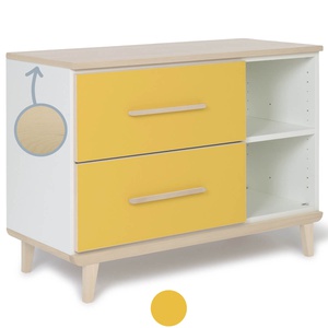 Mueble pequeño 2 cajones 2 huecos NADO Retro acabado fresno sunshine yellow