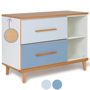 Mueble pequeño 2 cajones 2 huecos NADO Retro acabado haya sky blue-capri blue