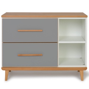 Mueble pequeño 2 cajones 2 huecos NADO Retro acabado haya slate grey