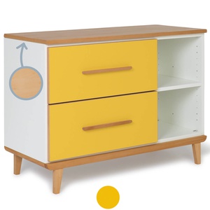 Mueble pequeño 2 cajones 2 huecos NADO Retro acabado haya sunshine yellow