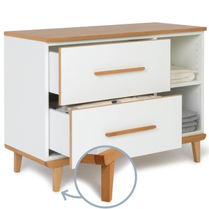 Mueble pequeño 2 cajones 2 huecos NADO Retro acabado haya white