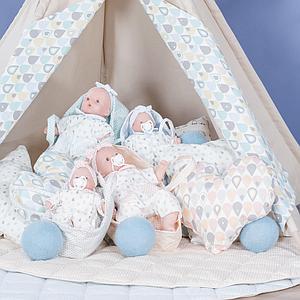 Muñeca 36cm NINS GOTAS Barrutoys azul-verde 