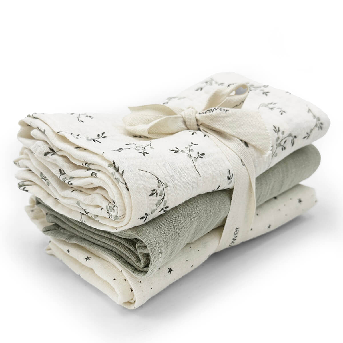 Muselinas 3uds 70x70cm Babyshower olive bloom