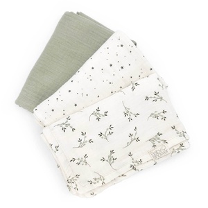 Muselinas 3uds 70x70cm Babyshower olive bloom