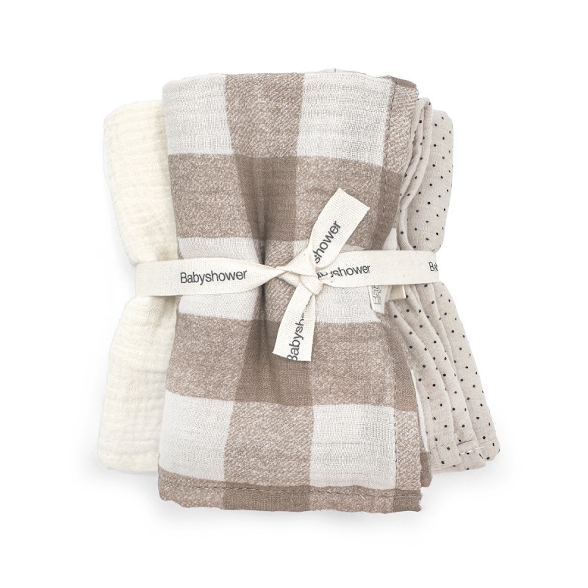 Muselinas 3uds 70x70cm Babyshower vichy caramel