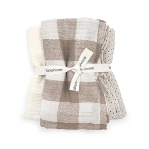 Muselinas 3uds 70x70cm Babyshower vichy caramel