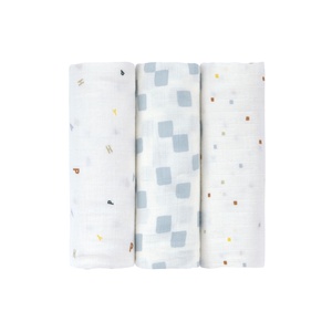 Muselinas 3uds 85x85cm HAPPY FRUITS Laessig azul