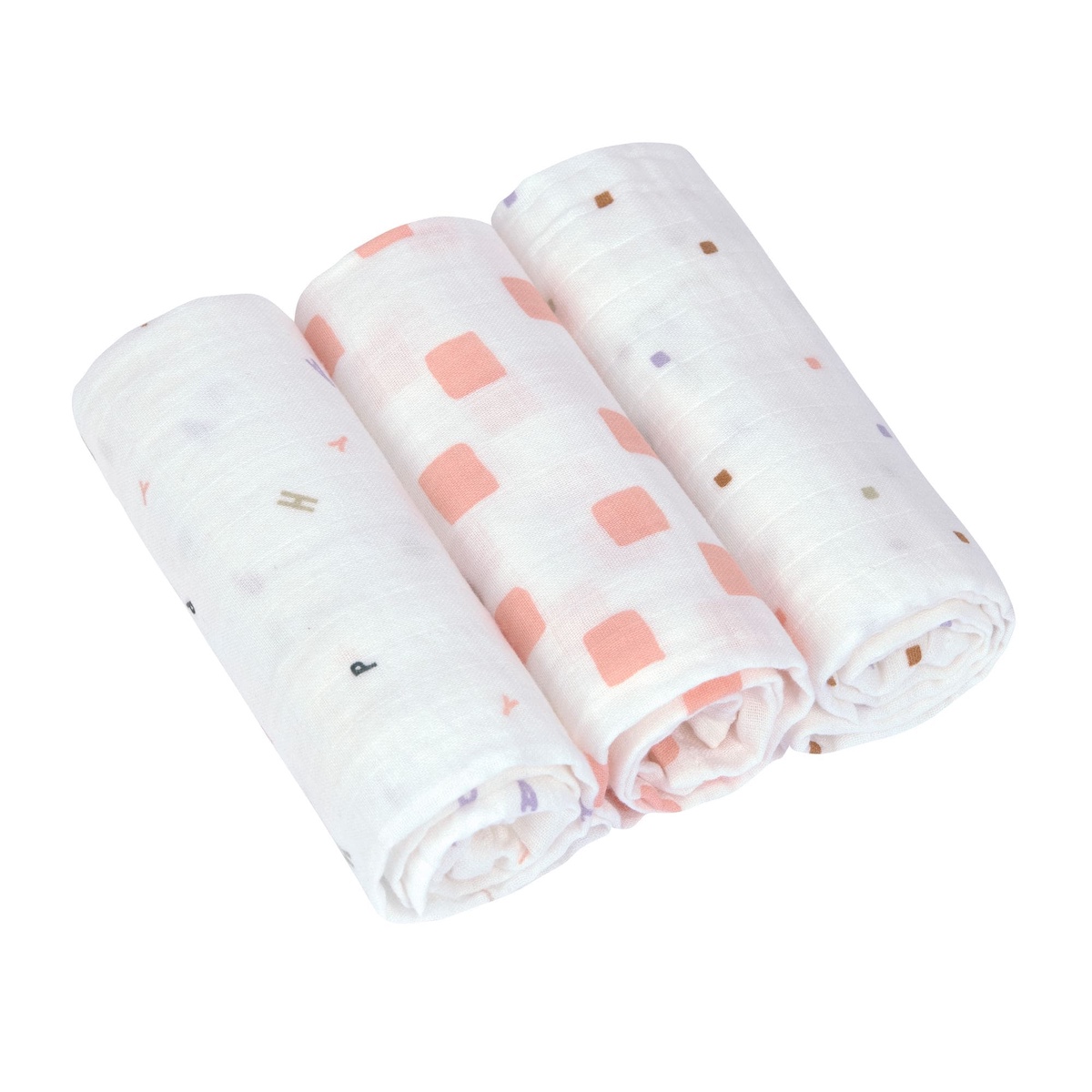 Muselinas 3uds 85x85cm HAPPY FRUITS Laessig peach