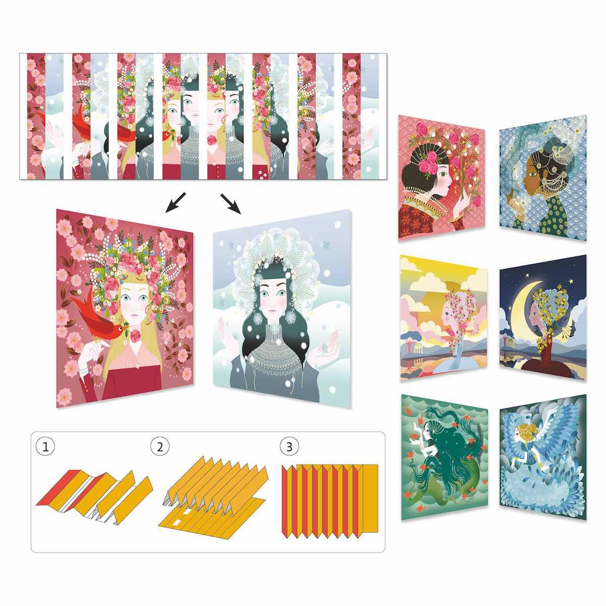 Origami cuadros dobles LOVELY  QUEENS Djeco