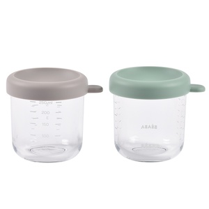 Pack 2 tarros cristal 250ml Béaba gris-verde