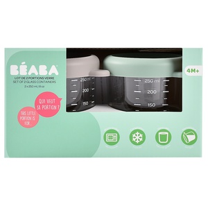 Pack 2 tarros cristal 250ml Béaba gris-verde