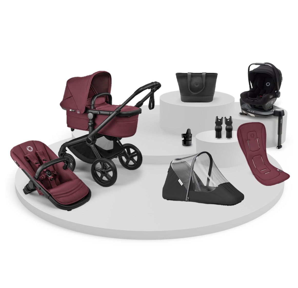 Pack Bugaboo Fox5 Renew completo verano black/dark cherry