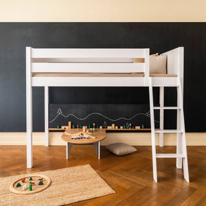 Pack cama alta-mesa juegos-pizarra grande KASVA haya lacado blanco