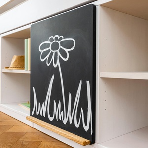 Pack cama media alta-estantería pizarra KASVA haya lacado blanco