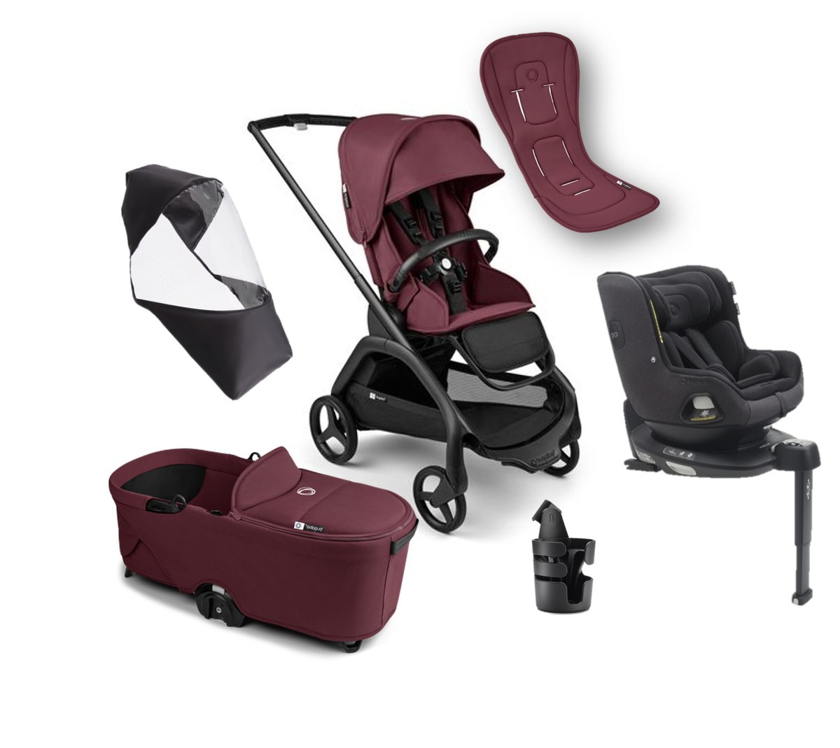 Pack completo recién nacido verano DRAGONFLY Bugaboo negro-rojo cereza