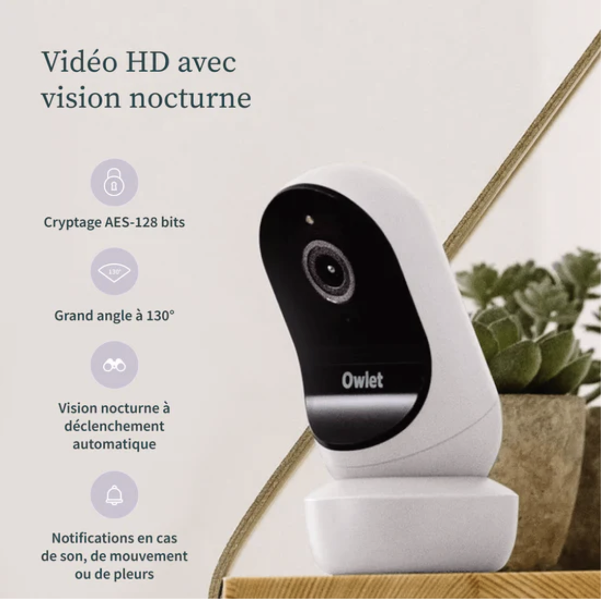Pack vigilabebés-vídeo inteligente DREAM SOCK & CAM 2 Owlet dusty rose