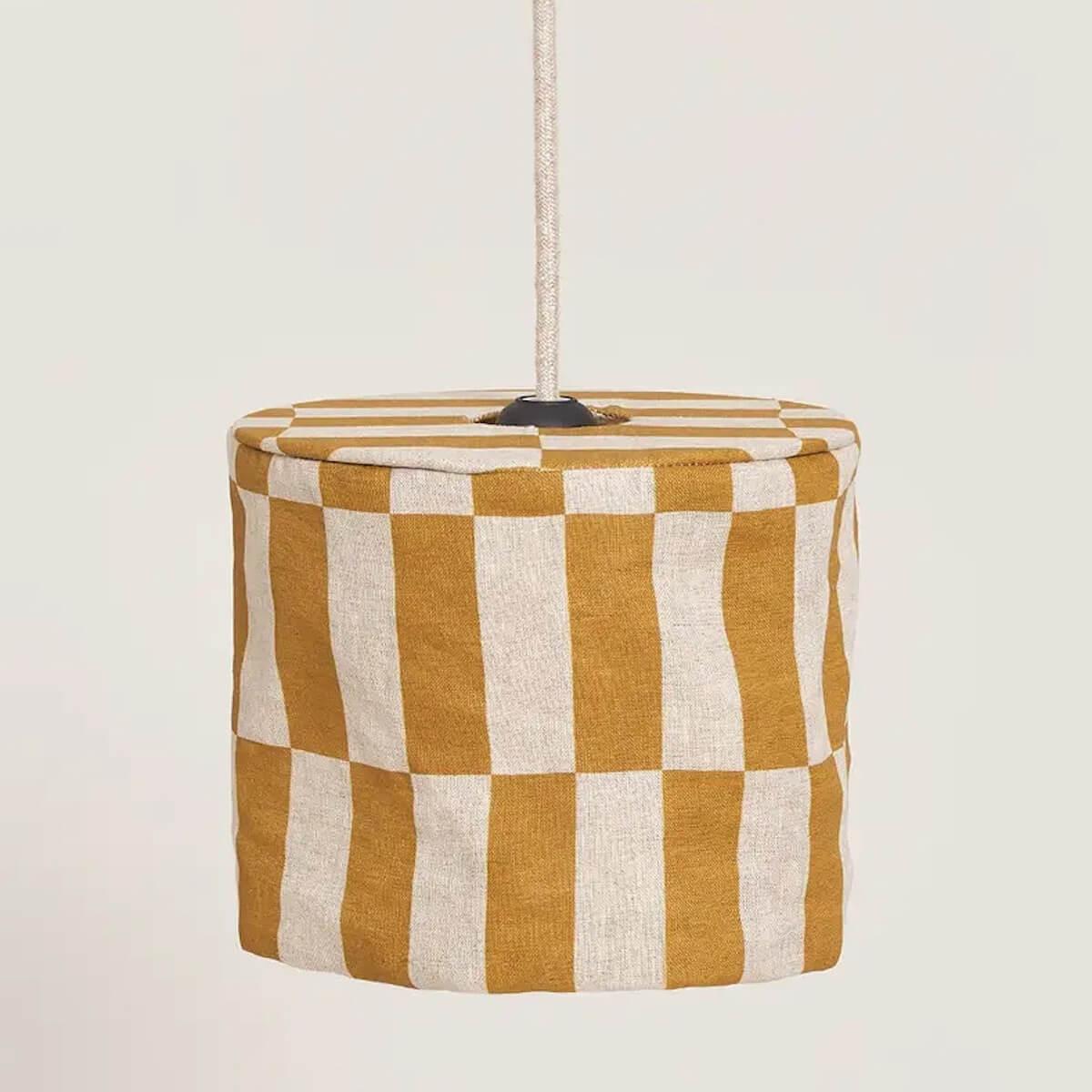 Pantalla lámpara techo 20cm VIBES Nobodinoz French Linen mustard tiles
