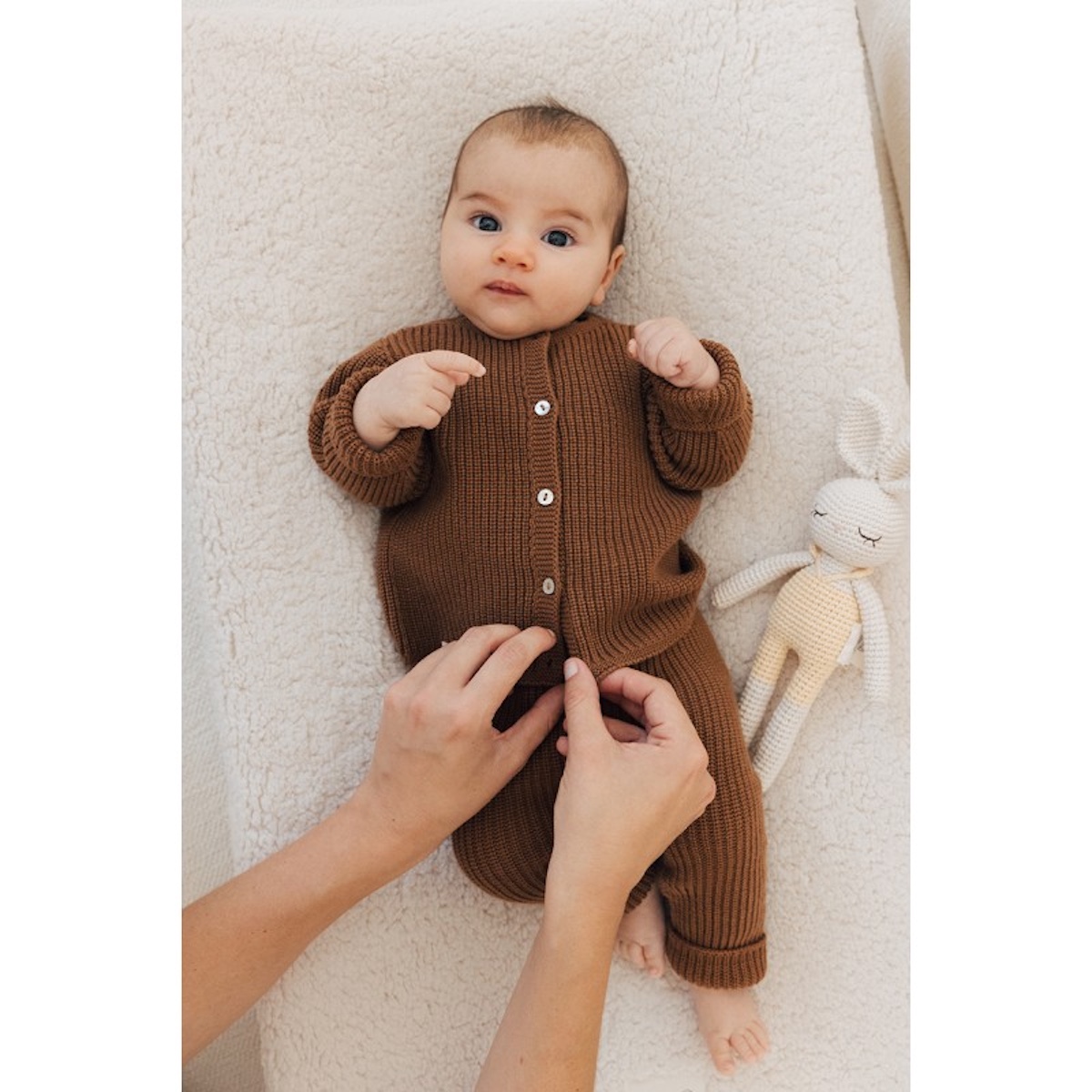 Pantalón bebé 1-3m TRICOT Babyshower canalé toffee