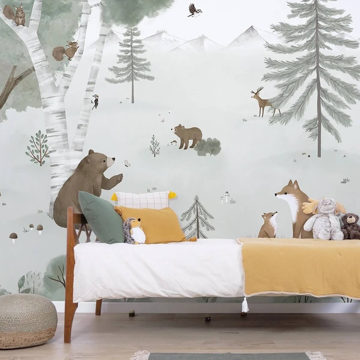 Papel pintado panorámico Bosque-Animales KHARU Lilipinso