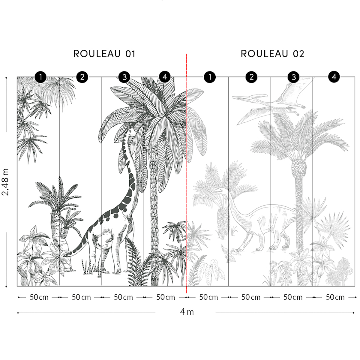 Papel pintado panorámico Dinosaurios DINOSAURUS 02 Lilipinso