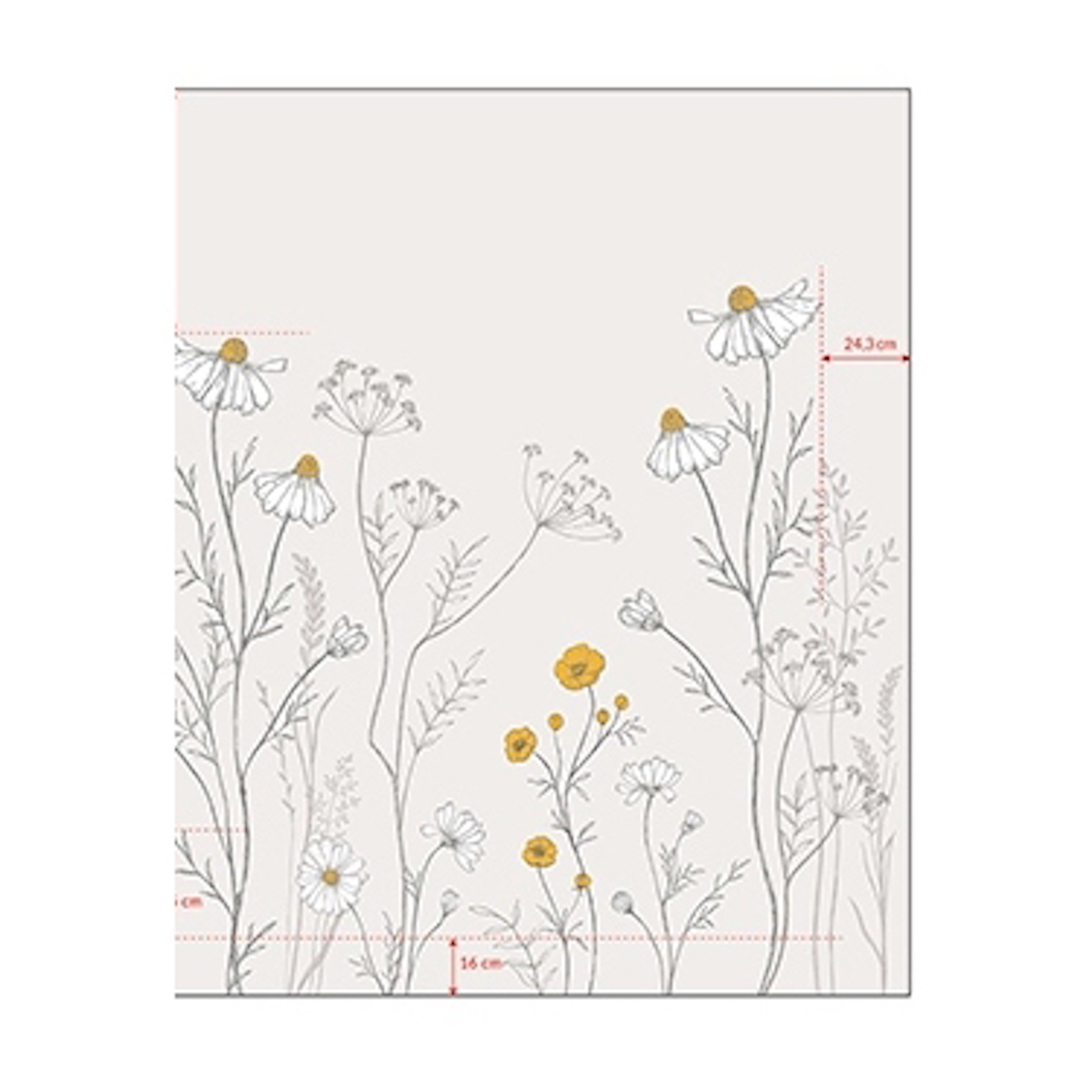 Papel pintado panorámico Flores manzanilla CHAMOMILE 02 Lilipinso
