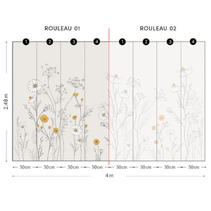 Papel pintado panorámico Flores manzanilla CHAMOMILE 02 Lilipinso