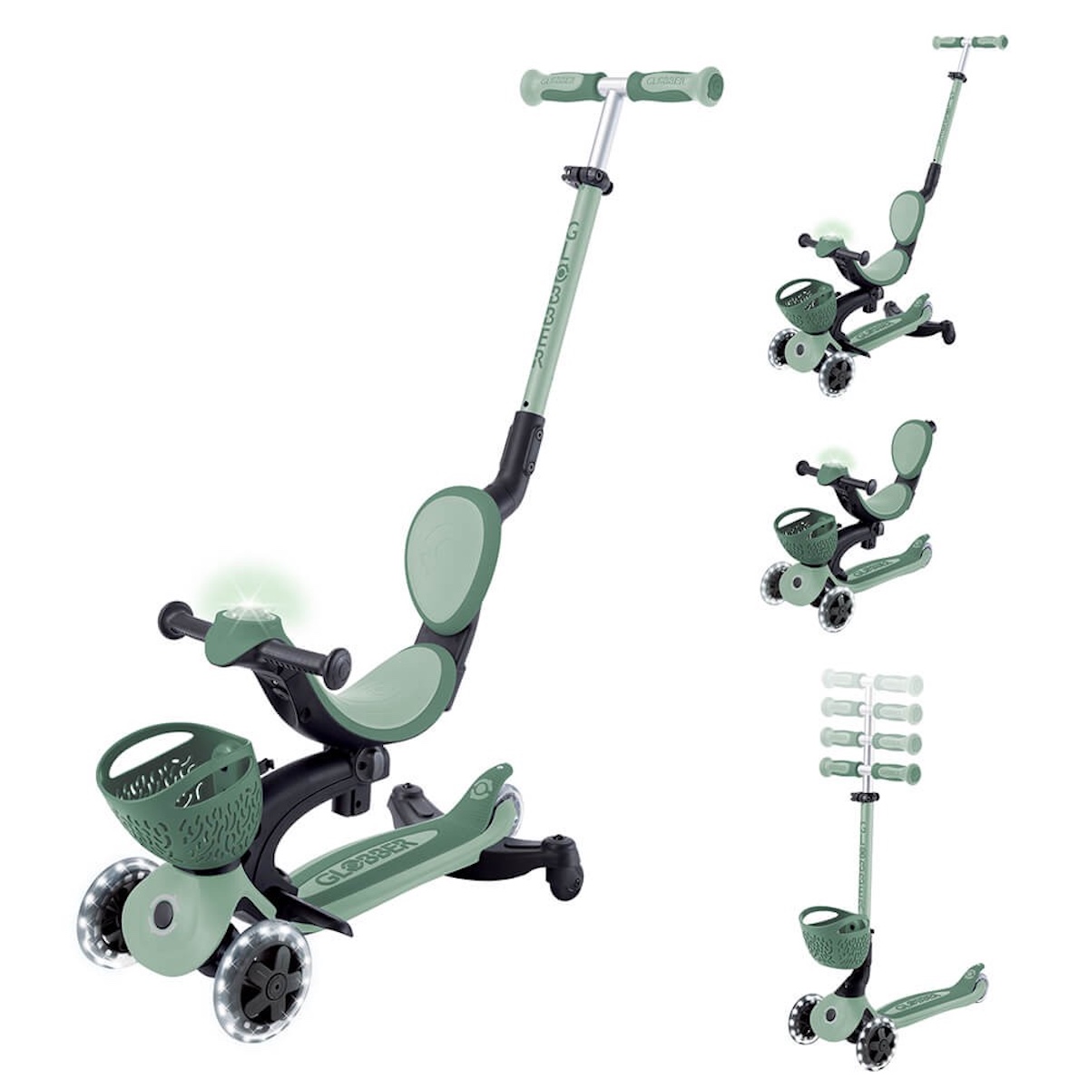 Patinete GO UP BABY LIGHTS 360 Globber olive