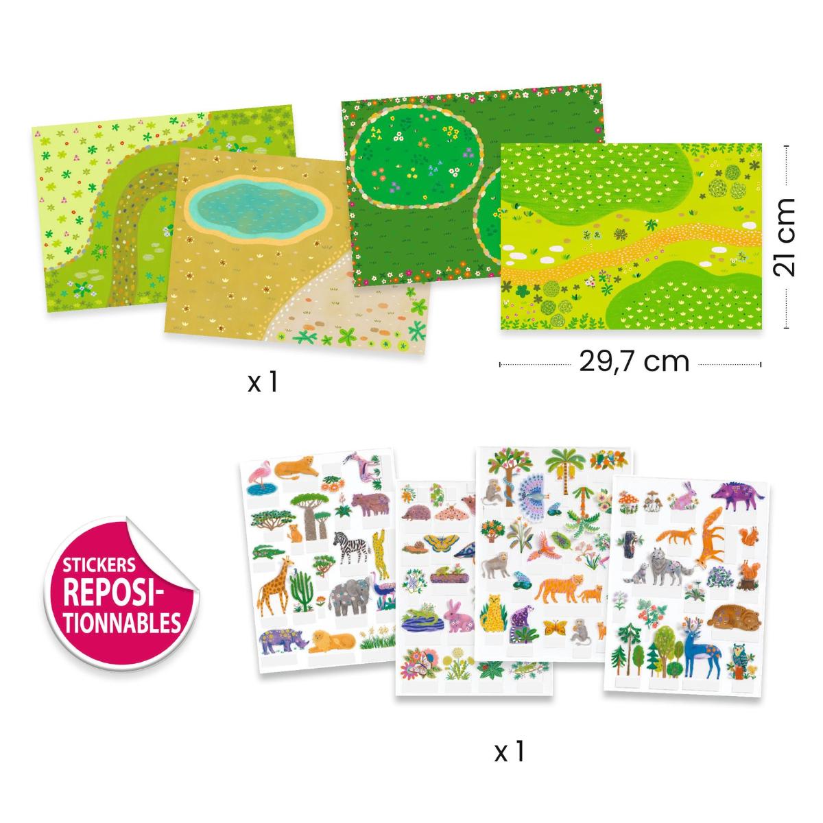 Pegatinas reutilizables 3D ANIMALES Djeco
