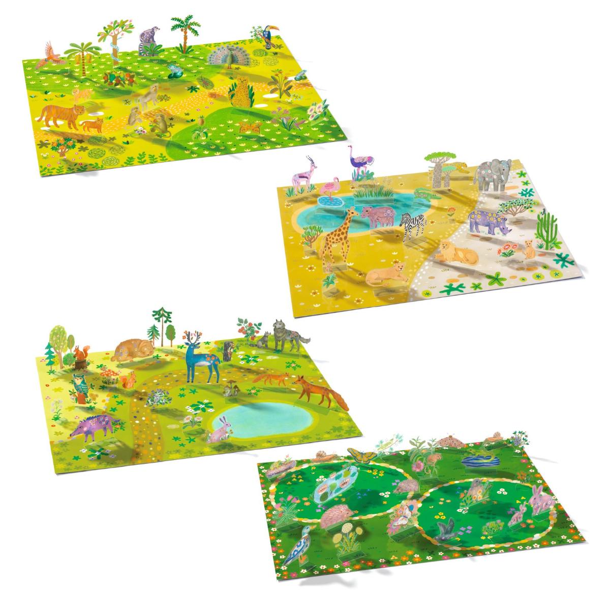 Pegatinas reutilizables 3D ANIMALES Djeco